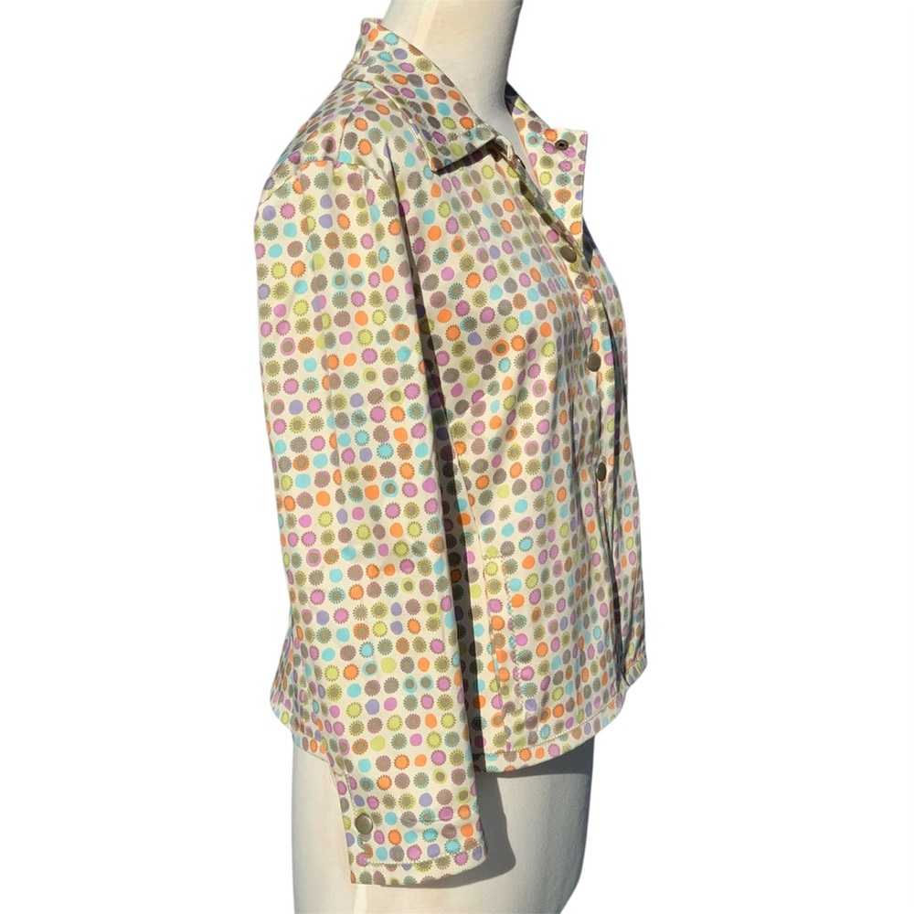 Sigrid Olsen Sport Multi-Colored Polka Dot Button Front Retro Jacket ~ Medium - Picture 2 of 13